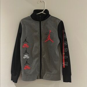 Jordan Gray and Black Athletic Jacket with Red Accents